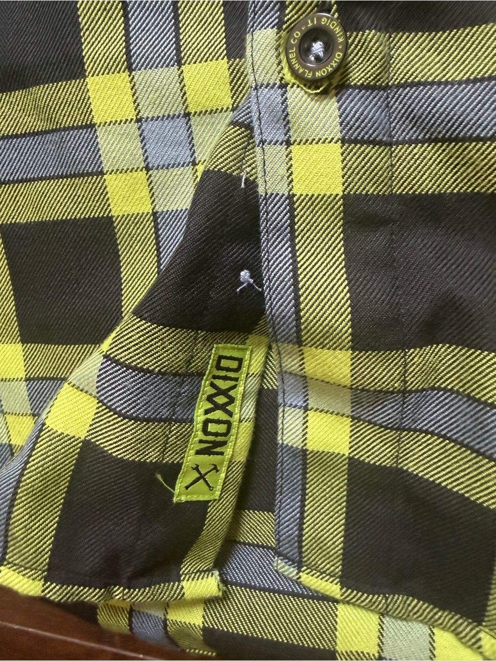 DIXXON Black and Lime Plaid Button-Down Shirt - Picture 2 of 7